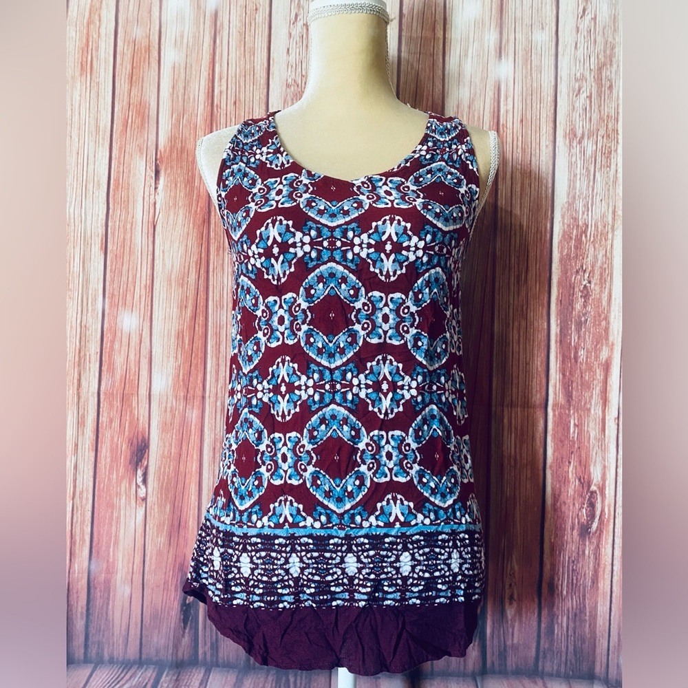Women’s Small Tank Top Eddie Bauer Multicolored V Neck Soft Textured